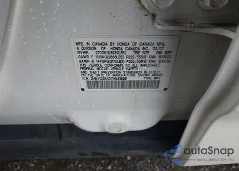 2007 Acura Mdx Technology Package из США, поврежденный, VIN 2HNYD28437H531896